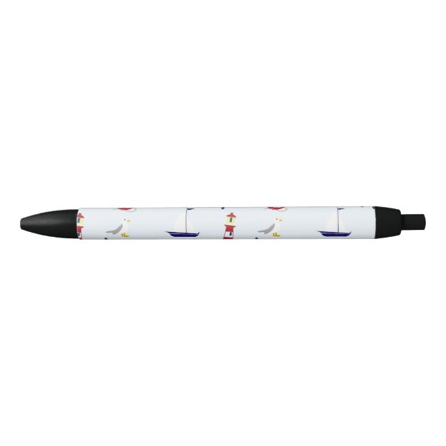 Nautical Pattern Black Ink Pen (Front)