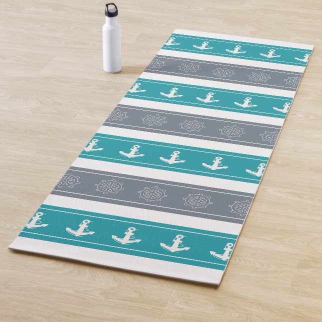Nautical Pattern Boat Elements Yoga Mat (In Situ)
