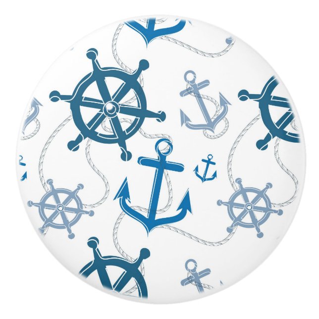 Nautical pattern ceramic knob (Front)