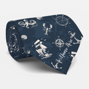 Nautical Pattern Customizable Tie