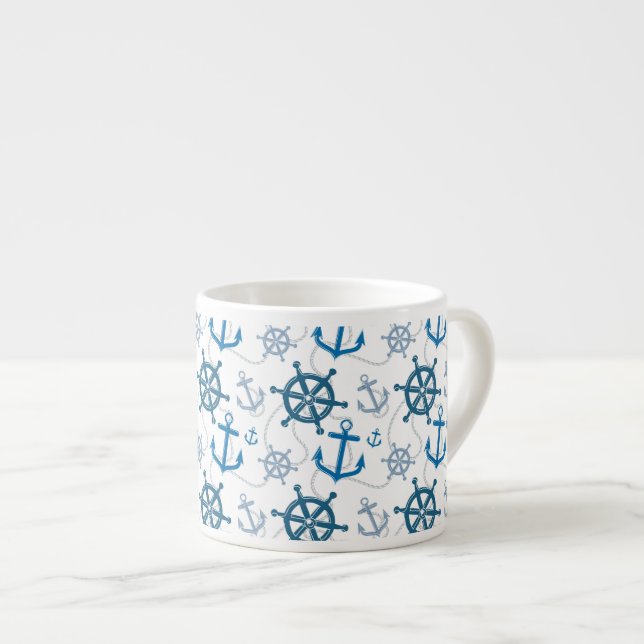 Nautical pattern espresso cup (Front Right)