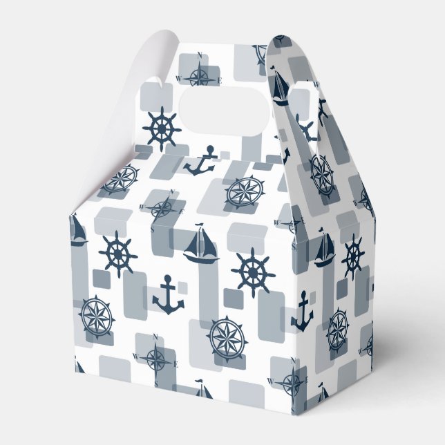 Nautical pattern favour box (Front Side)
