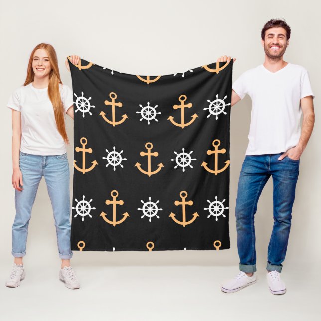 Nautical Pattern Fleece Blanket (In Situ)