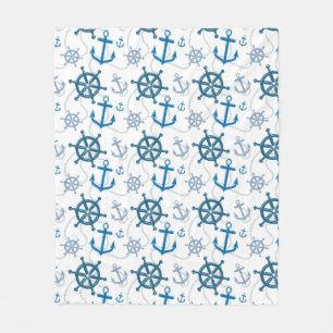 Nautical pattern fleece blanket