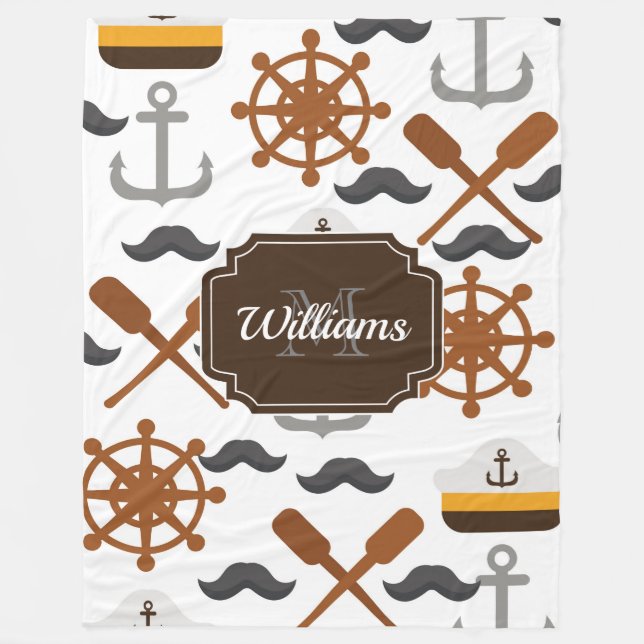 Nautical Pattern Fleece Blanket (Front)