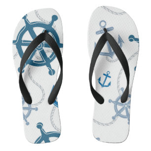 Nautical pattern flip flops