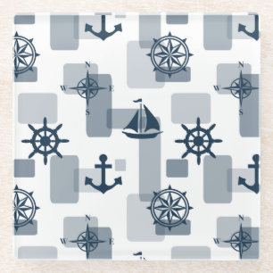 Nautical pattern glass coaster