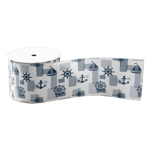 Nautical pattern grosgrain ribbon