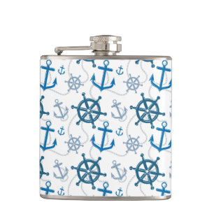 Nautical pattern hip flask