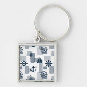 Nautical pattern key ring