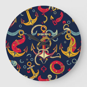 Nautical Pattern Large Clock