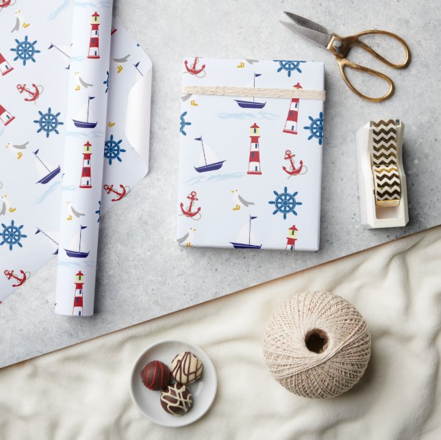 Nautical Pattern, Marine Pattern, Sailing, Anchors Wrapping Paper (Crafts)