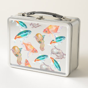 Nautical pattern metal lunch box