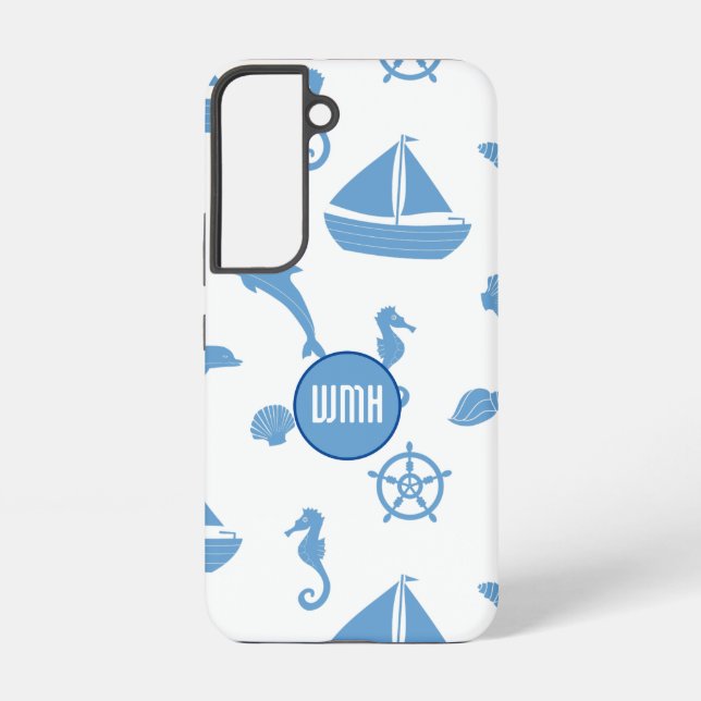 Nautical Pattern Monogram  Samsung Galaxy S22 Case (Back)