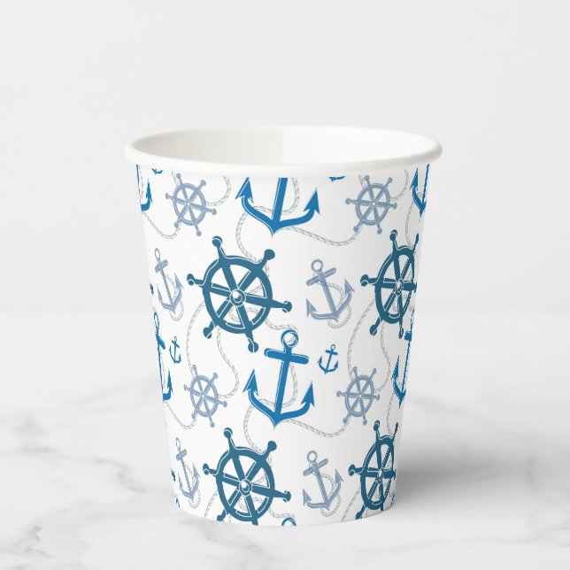 Nautical pattern paper cups (Left)