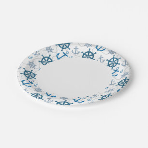 Nautical pattern paper plate