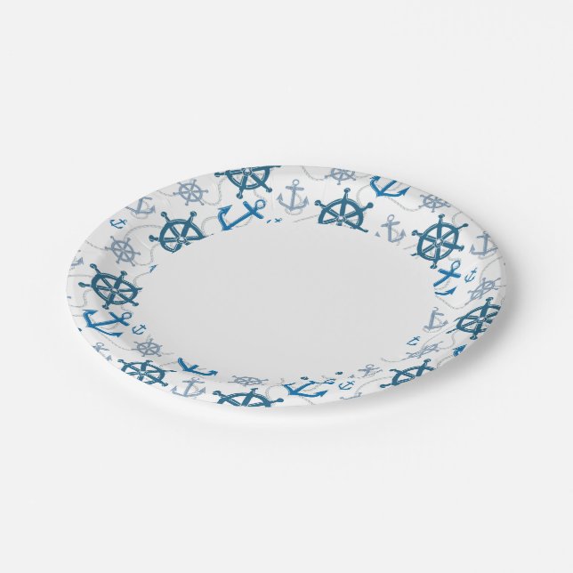 Nautical pattern paper plate (Angled)