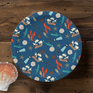 Nautical Pattern Paper Plate