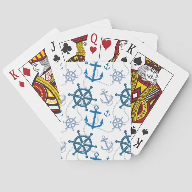 Nautical pattern playing cards (Back)