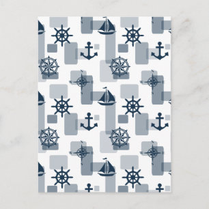 Nautical pattern postcard