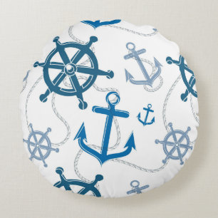 Nautical pattern round cushion
