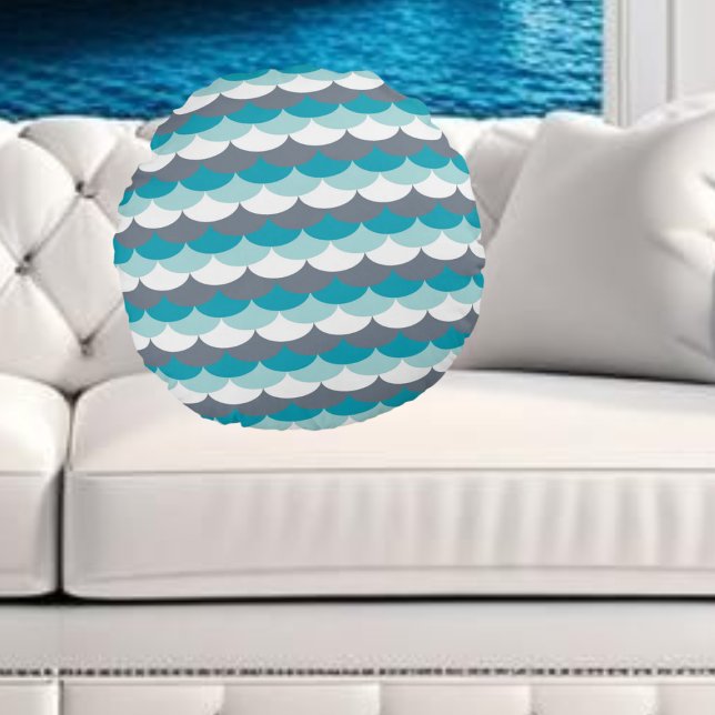 Nautical Pattern Seashells Round Cushion (Creator Uploaded)