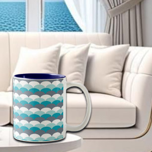 Nautical Pattern Seashells Two-Tone Coffee Mug