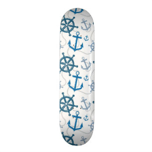 Nautical pattern skateboard