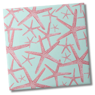 Nautical Pattern Starfish Beach House Tile