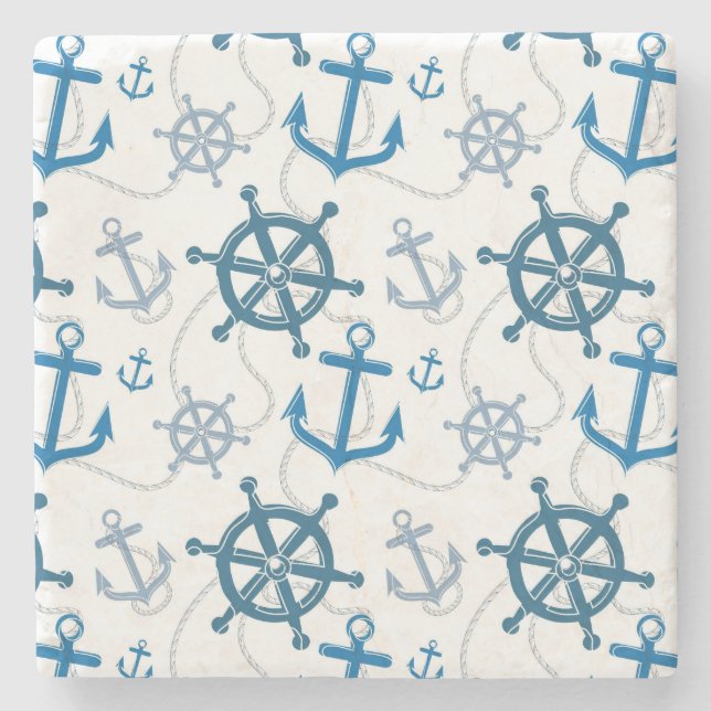 Nautical pattern stone coaster (Front)
