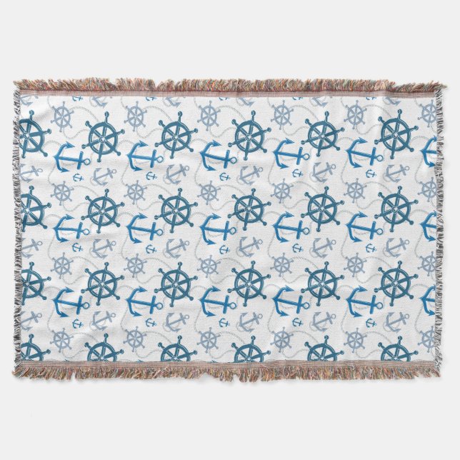 Nautical pattern throw blanket (Front)