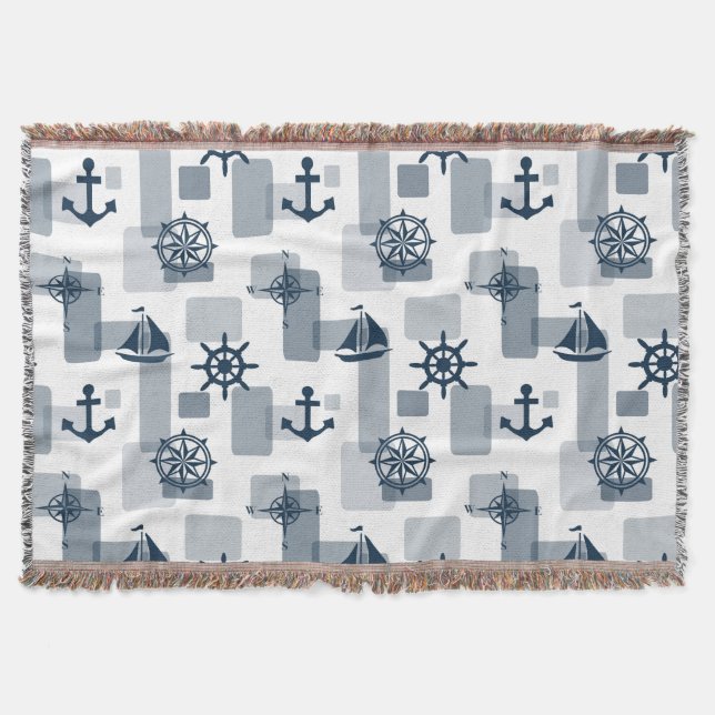 Nautical pattern throw blanket (Front)