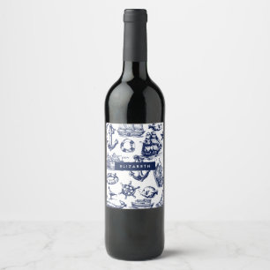 Nautical Pattern Wine Label