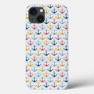 Nautical Pattern with Anchors iPhone 13 Case