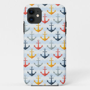 Nautical Pattern with Anchors iPhone 11 Case