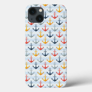 Nautical Pattern with Anchors iPhone 13 Case