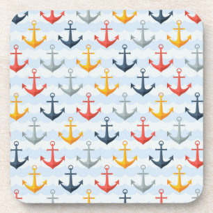 Nautical Pattern with Anchors Coaster