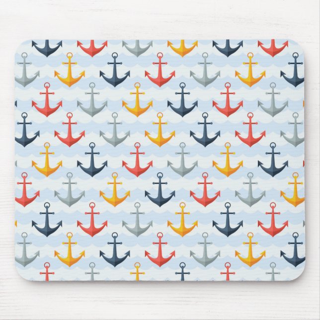 Nautical Pattern with Anchors Mouse Mat (Front)