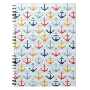 Nautical Pattern with Anchors Notebook