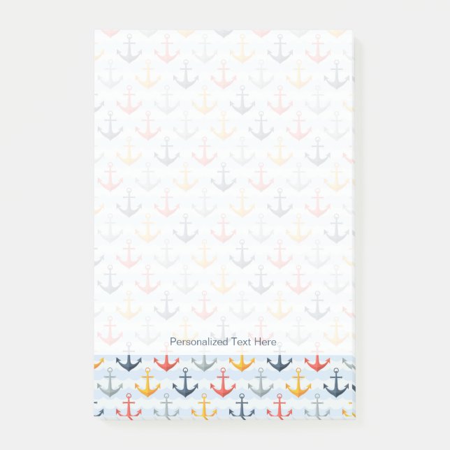 Nautical Pattern with Anchors Post-it Notes (Front)