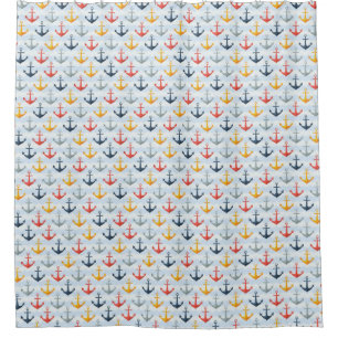 Nautical Pattern with Anchors Shower Curtain