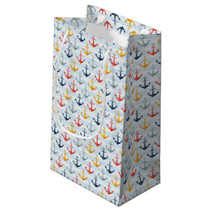 Nautical Pattern with Anchors Small Gift Bag