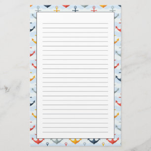 Nautical Pattern with Anchors Stationery