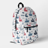 Nautical Pattern with Sailboats and Fish
