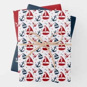 Nautical Pattern Wrapping Paper Sheet