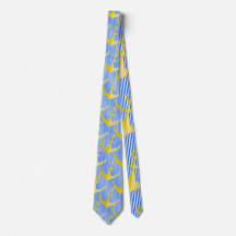 Nautical pattern yellow anchor neck tie