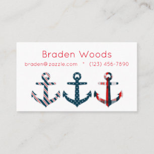 Nautical Patterned Anchors Calling Card