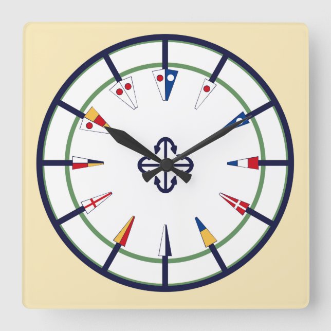 Nautical Pennant Flag Numeral Wall Clock (Front)