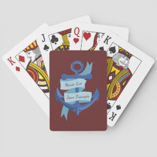 Nautical Personalise Anchor Destination Wedding Playing Cards