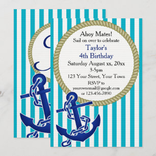 Nautical Personalised Birthday Party Invitation